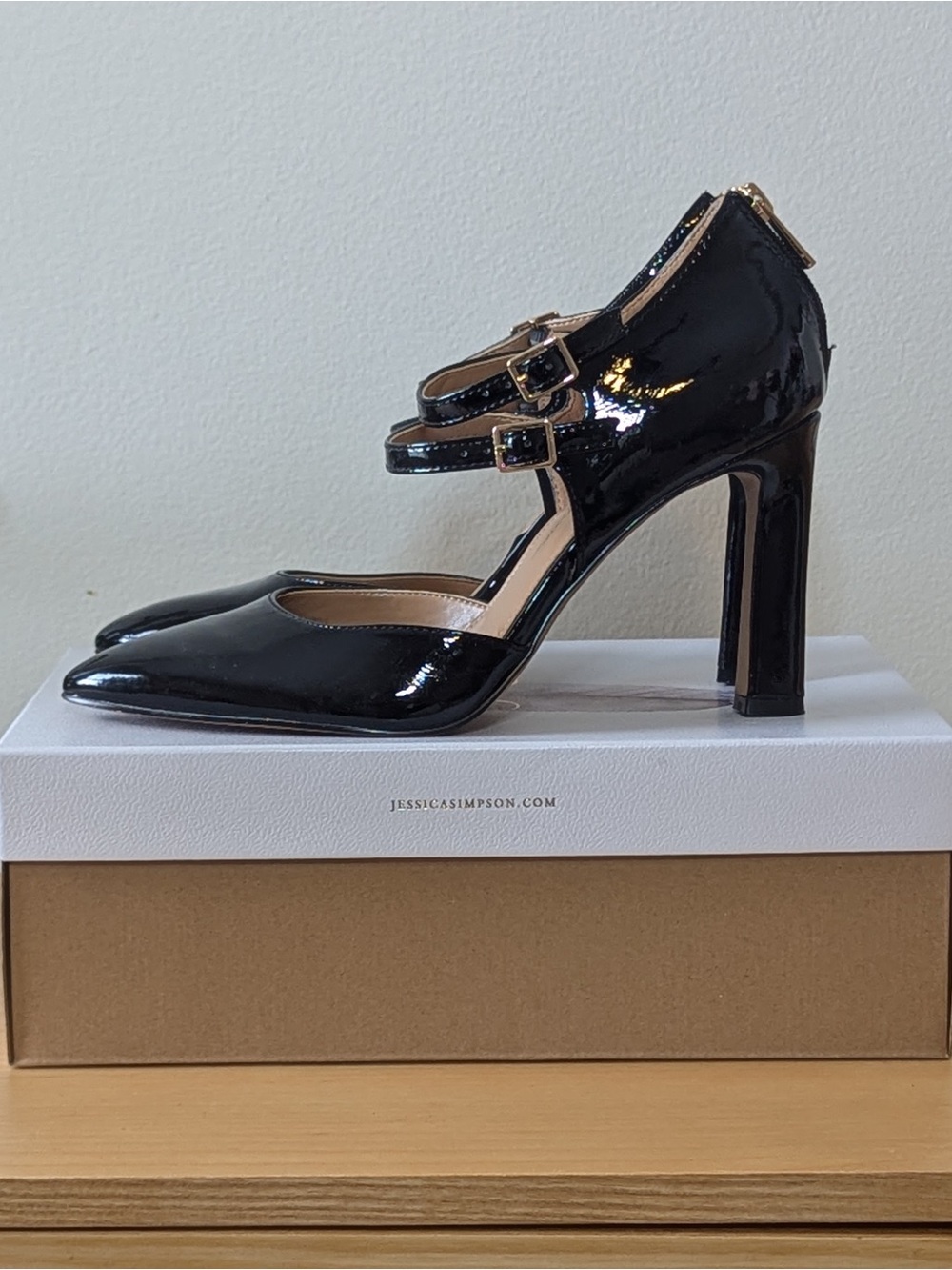 Jessica Simpson Black Patent Double-Strap Mary Jane Heels - Picture 3 of 5